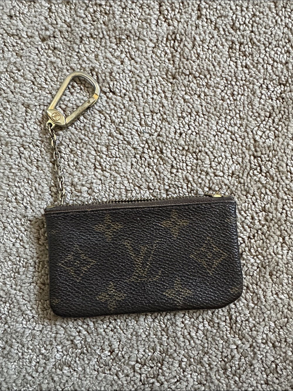 Louis Vuitton Brown Monogram Key Pouch with Gold Hardware